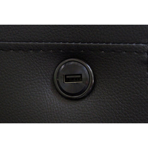 English Elm 2 Piece PVC Fabric Upholstered Living Room Set with LED Lights, USB Ports, Storage Console & Cupholders — Modern Comfort and Style for Home B016S00049