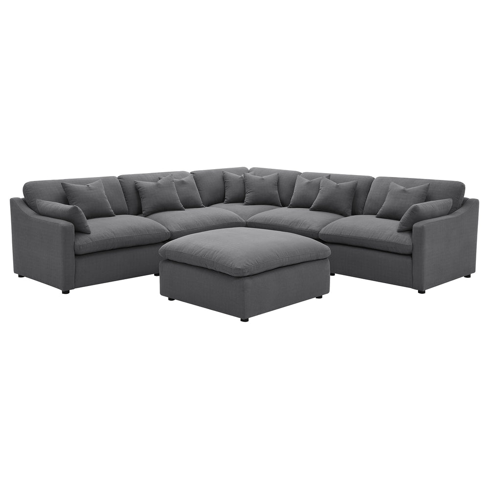 English Elm Charcoal Six Piece Modular Sectional with Feather Blend Cushions for Spacious Living Rooms B062S01831