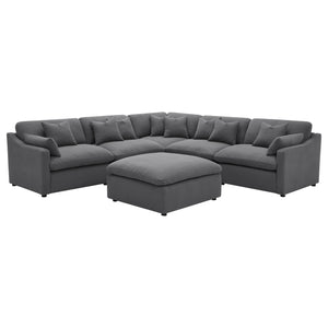 English Elm Charcoal Six Piece Modular Sectional with Feather Blend Cushions for Spacious Living Rooms B062S01831