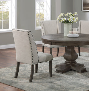 English Elm Traditional Round Pedestal Dining Table Seats Six Oak Finish Rubberwood Carved Base B011S01035