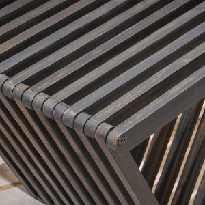 English Elm Metropol Solid Acacia Wood Outdoor Bench with Open Slat Seat and Geometric Base 63724.00DGRY