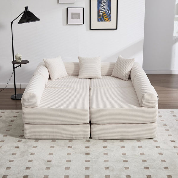 English Elm United We Win Convertible Sofa Bed – Soft Corduroy, Memory Foam Comfort For Dorms & Guest Rooms W1568S00254-GIGA