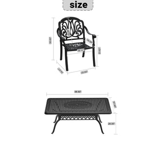 English Elm 5-Piece Cast Aluminum Patio Furniture Set With Stylish Black Frame And Brown Cushions For 4 W1710S00097