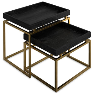 English Elm Macy Black & Gold 2-Pc Nesting Tables — Solid Mango Wood Tops, Metal Frame, Modern End Tables B136P203440