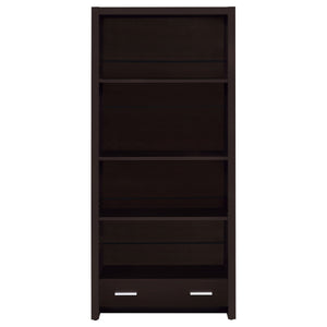 English Elm Maureen Cappuccino 5-Shelf Bookcase with Drawer — Warm Espresso-Toned Display Shelves & Hidden Storage Elegance B062P331099