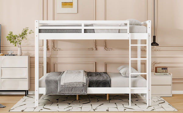 English Elm Wood Queen Size Bunk Bed With Ladder - Sturdy, Space-Saving Design For Modern Bedrooms & Guests N7090004007K-GIGA