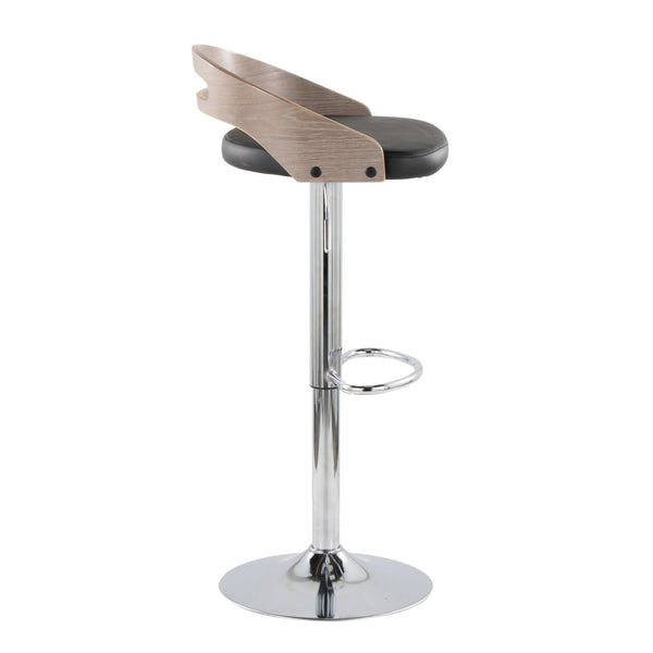 English Elm Adjustable Swivel Barstools Set of Two with Chrome Base Mid-century Kitchen Counter Seating Light Grey B202S01965