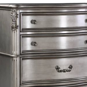 English Elm Ariadne Elegant Antique Platinum Finish Dresser with Tufted Scroll Trim and Durable Full-Extension Drawers Antique Silver 59.84 L x 22.44 W x 43.5 H B2726P247261