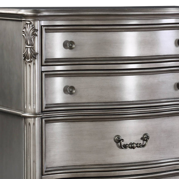 English Elm Ariadne Elegant Antique Platinum Finish Dresser with Tufted Scroll Trim and Durable Full-Extension Drawers Antique Silver 59.84 L x 22.44 W x 43.5 H B2726P247261