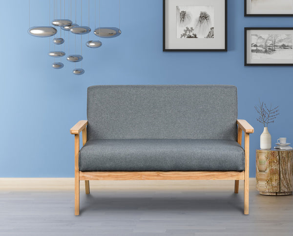 English Elm Bari Mid-century Modern Loveseat with Espresso Wood Arms and Foam Cushion Support Gray B2749P413224