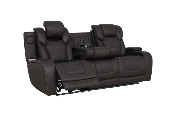 English Elm Wendell Power Reclining Sofa with Led Lighting Usb Charging and Microfiber Fabric B2726P435894