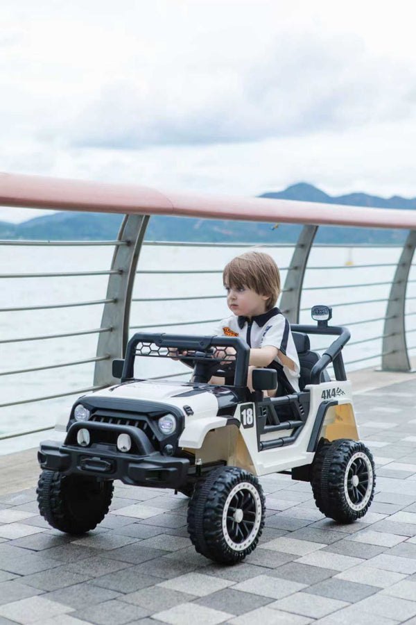 English Elm 12v Ride on Toddler Car with Remote Control Spring Suspension and Off Road 4x4 Drive Black White W3822P371961