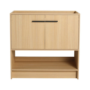 English Elm 36" Freestanding Bathroom Vanity with 2 Doors and Open Shelf, Modern Ergonomic Plywood Cabinet Oak W1972P268400