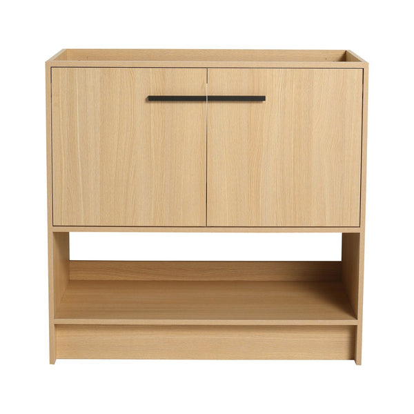 English Elm 36" Freestanding Bathroom Vanity with 2 Doors and Open Shelf, Modern Ergonomic Plywood Cabinet Oak W1972P268400
