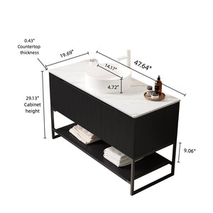 English Elm Tulio 48" Freestanding Bathroom Vanity With Ceramic Vessel Sink & Carrara Stone Countertop, White W2615S00215-GIGA