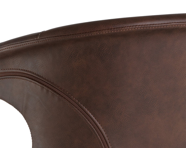 Sunpan Kash Swivel Office Chair - Retro Style with Faux Leather and Powder Coated Iron Legs for Comfort Hearthstone Brown