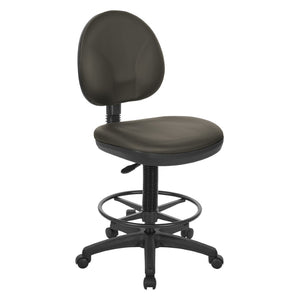OSP Home Furnishings Sculptured Ergonomic Drafting Chair with Lumbar Support Padded Seat and Adjustable Footring Graphite DC550-R111