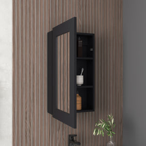 English Elm Juno Narrow Mirrored Medicine Cabinet 25.7" H x 15.7" W — Space-Saving Wall Mount with 3 Interior Shelves Black 31.2 L x 19.3 W x 3.6 H B070P242487