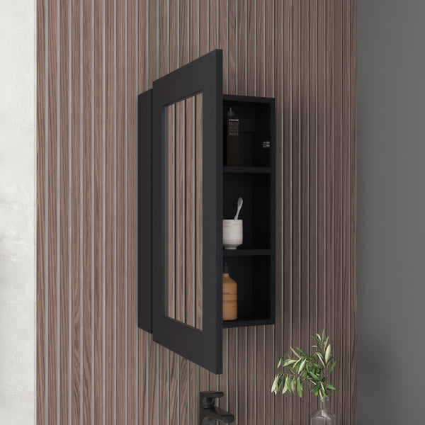 English Elm Juno Narrow Mirrored Medicine Cabinet 25.7" H x 15.7" W — Space-Saving Wall Mount with 3 Interior Shelves Black 31.2 L x 19.3 W x 3.6 H B070P242487