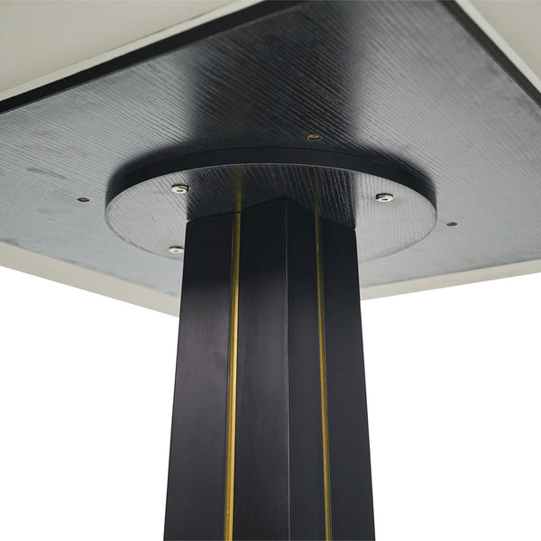 English Elm Modern Round Negotiation Table - Sleek 85Cm White Sintered Stone Top With Black Legs And Gold Base W1535S00588