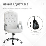 English Elm Vinsetto Home Office Chair, Velvet Computer Chair, Button Tufted Desk Chair With Swivel Wheels, Adjustable Height, and Tilt Function, White