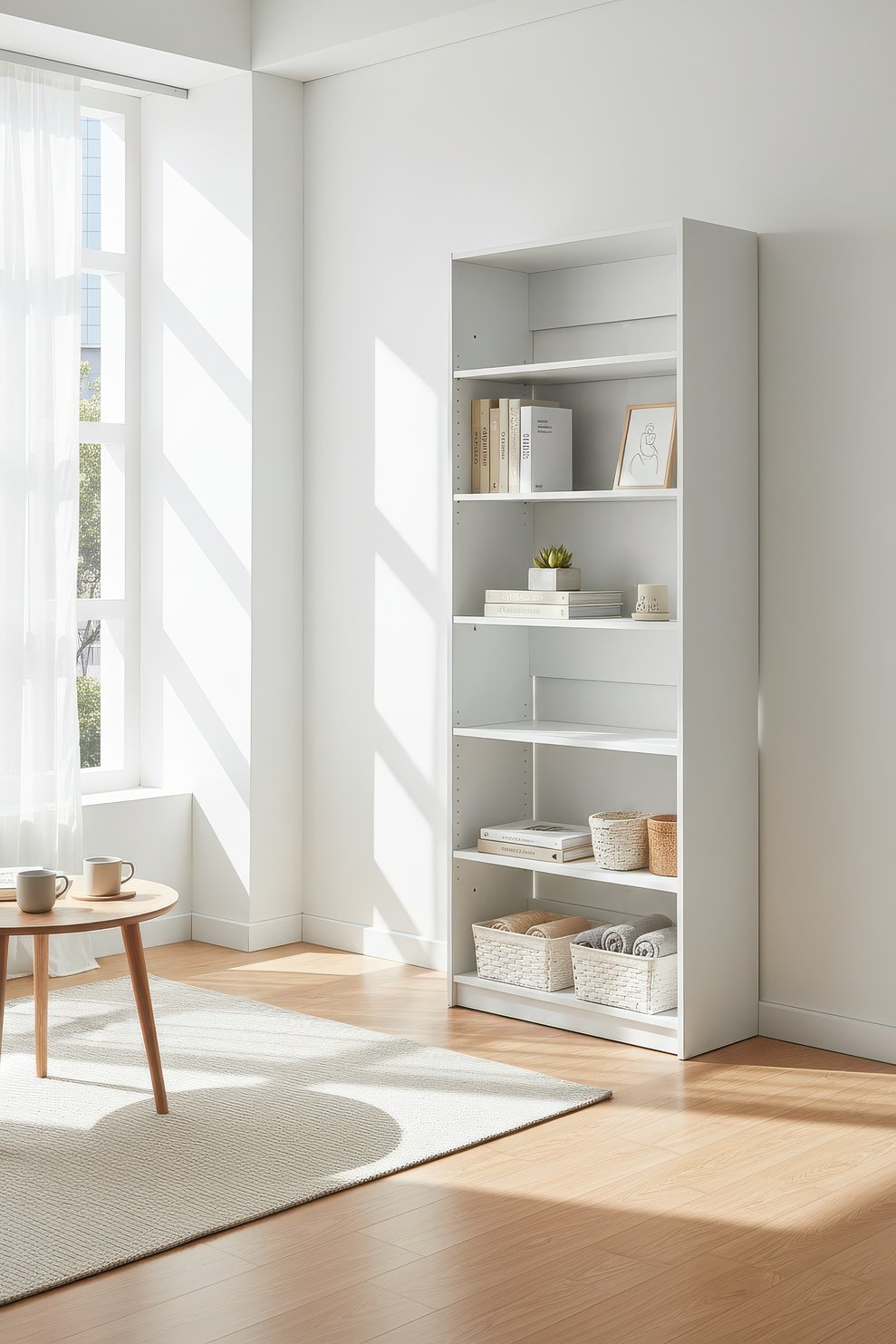 English Elm Prosper 32" White Wood Walk-In Closet System with Freestanding Design, Oak Finish, Durable Melamine Storage B040P407431