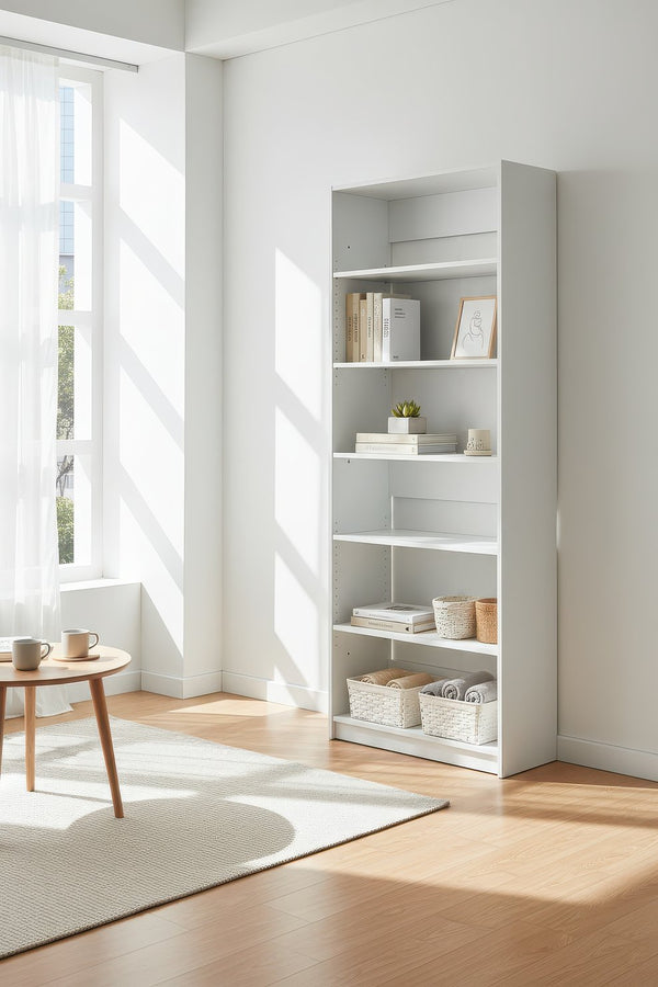 English Elm Prosper 32" White Wood Walk-In Closet System with Freestanding Design, Oak Finish, Durable Melamine Storage B040P407431