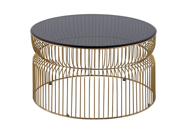 English Elm CT901 Modern Nested Table Set with Tinted Tempered Glass Tops and Sturdy Metal Frame for Living Room Gold B009S01535