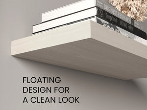 English Elm Ecco 31.5" Floating Shelves Set of 2 White Washed - Hidden Brackets, Sturdy Particle Board Display B070P351137