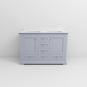 English Elm Dark Grey Double Bath Vanity 48" W x 22" D with Cultured Marble Top, Soft-Close Drawers & Storage B2731P258330