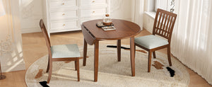 English Elm 3-piece Folding Round Dining Set with Upholstered Chairs for Compact Apartment Spaces N752S000618D