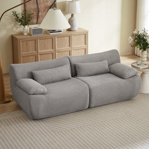 English Elm Loveseat Corduroy Cloud Couch Modular Boneless Sofa for Comfortable Living Room Lounging Grey W2339P461305