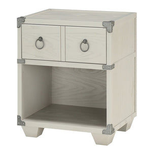 English Elm Grey 1-Drawer Nightstand with USB Charging Port, Open Shelf, Double Pull-Knobs, Compact 24.5"H B062P185698