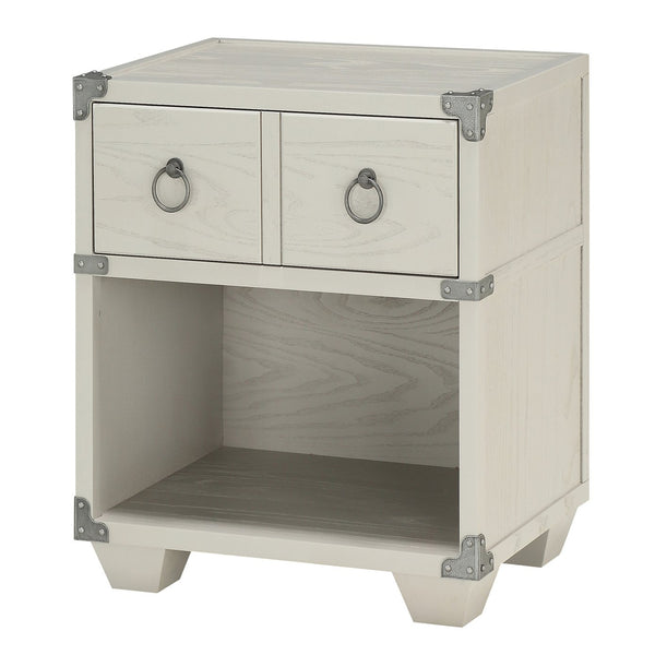 English Elm Grey 1-Drawer Nightstand with USB Charging Port, Open Shelf, Double Pull-Knobs, Compact 24.5"H B062P185698
