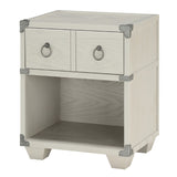 Grey Nightstand with Drawer & USB Port | Compact Size, Double Pull-Knobs | 22.5