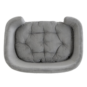 English Elm Elevated Pet Sofa with Corduroy Upholstery Rubberwood Legs and Supportive Foam for Small Dogs Grey N779P395017G