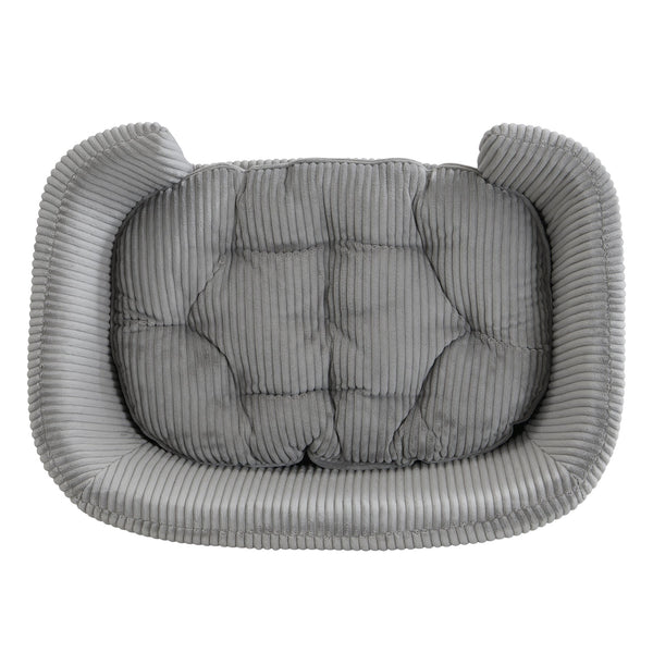 English Elm Elevated Pet Sofa with Corduroy Upholstery Rubberwood Legs and Supportive Foam for Small Dogs Grey N779P395017G