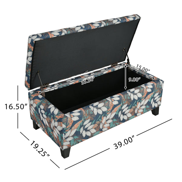 English Elm Christopher Knight Home® - Storage Ottoman - Floral Upholstered Design For Stylish Seating, Smart Storage & Home Décor Charm N769P236407A
