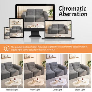 English Elm 83.6" Modern Modular Sectional Sofa with Tufted Sparkling Chenille, Deep Seat Comfort for Living Room Grey W3219P365496