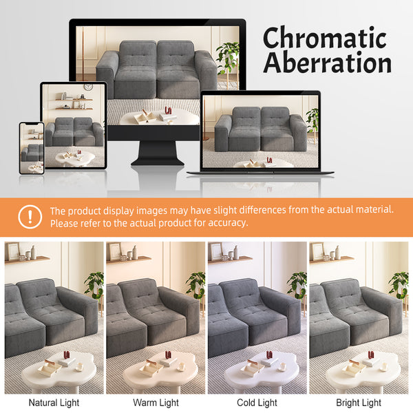 English Elm 83.6" Modern Modular Sectional Sofa with Tufted Sparkling Chenille, Deep Seat Comfort for Living Room Grey W3219P365496