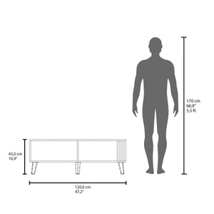 English Elm Vance 47" Coffee Table with Pull-Down Door & Open Shelf, Compact Black Wengue/Natural Oak Storage B070P254788