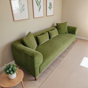 English Elm Richardson Velvet Sofa Scandinavian Minimalist Living Room Seat with Solid Wood Base Green B183P493697