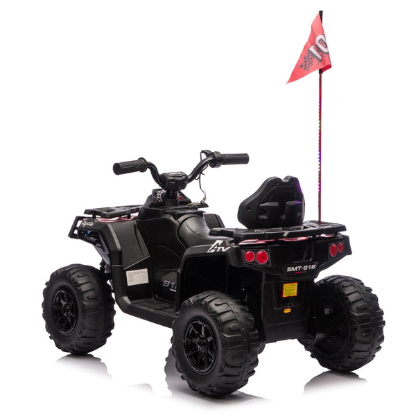 English Elm 24v Kids Electric Ride-on Atv with Dual Motors Bluetooth Led Lights and Flag Poles Pink W1578P305896