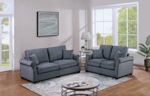 English Elm Classic Sofa Loveseat Set Corduroy 2pc Living Room Ensemble with Plush Cushions, Modern Arms Dark Gray 36 L x 25 W x 28 H B011S01300