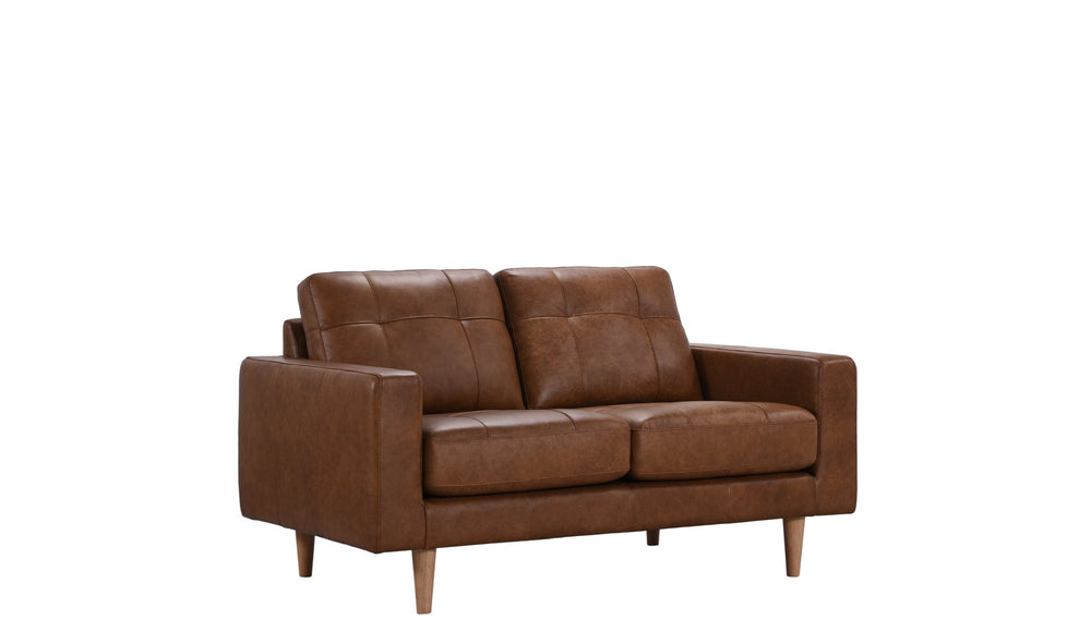 Porter Designs Porter Glisan Mid-century Modern Brown Leather Loveseat – Timeless Style With Comfort & Elegance Brown Leather 02-204-02-7168
