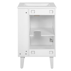 English Elm 20-inch French Style Bathroom Vanity with Integrated Ceramic Sink, Carved Accents & Soft-Close Door White N710P330971K