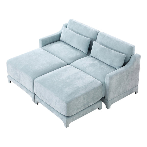 English Elm Two Seater Chenille Sofa with Ottoman Ergonomic Tufted Loveseat for Modern Living Rooms W714S01205
