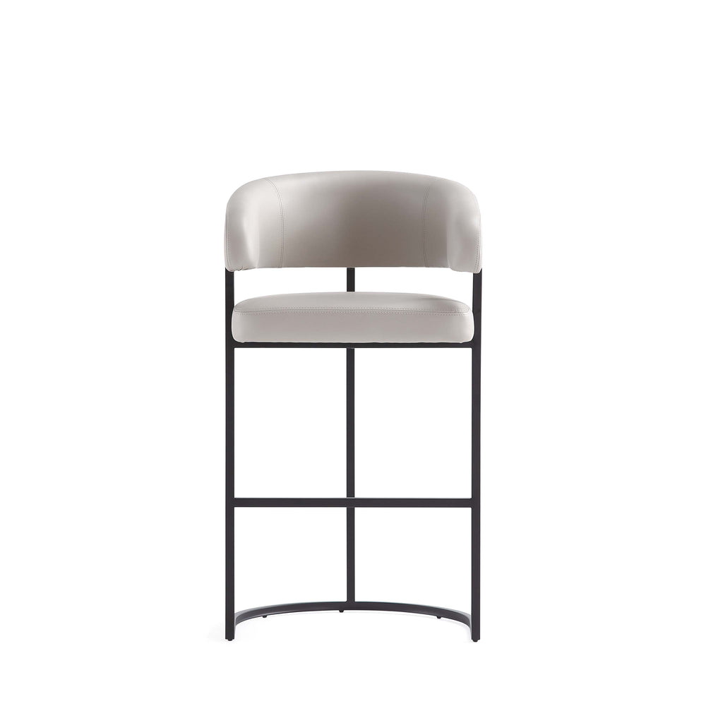 English Elm Augusta Modern Leatherette Barstool with Geometric Metal Base, High-Density Foam, Commercial Grade durability LIGHT GREY B365P398064