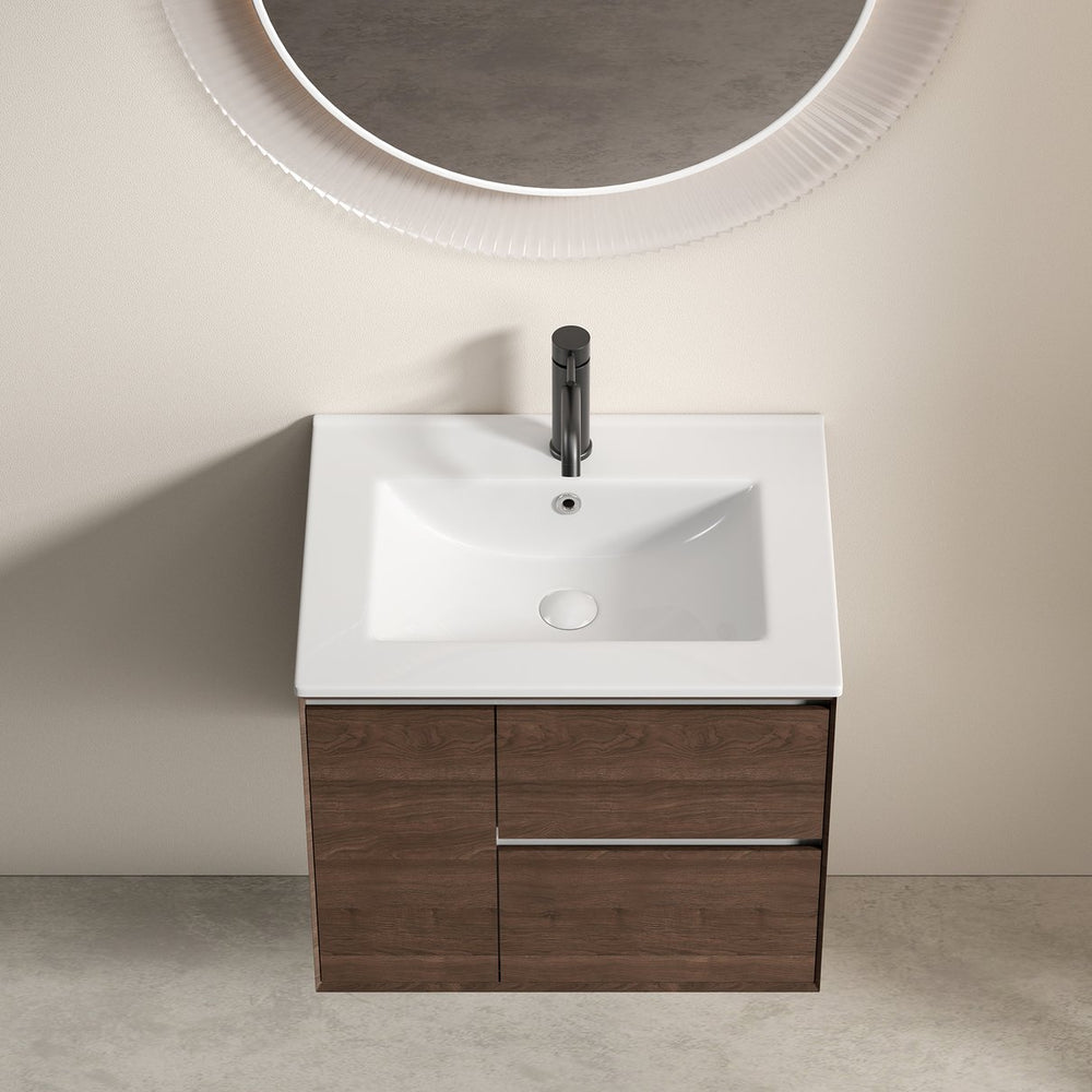 English Elm 24 Inch Ceramic Vanity Sink Top Oval Basin with Overflow Glossy White Spa Bath W3402P324578
