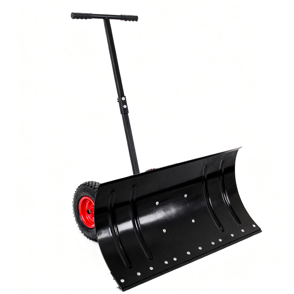 English Elm 30" Carbon Steel Snow Pusher with Wheeled Frame and Adjustable Ergonomic Handle W1422P362635